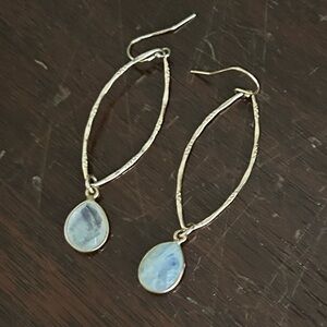 Clear/white gemstone and gold Drop Earrings